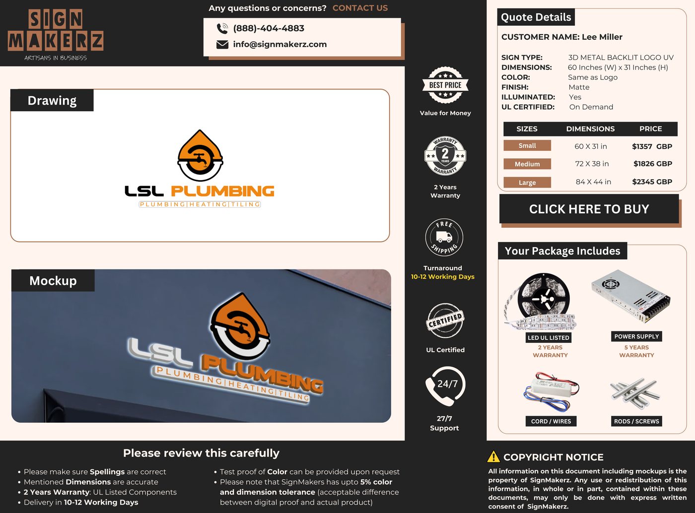 Business signage for Lee Miller