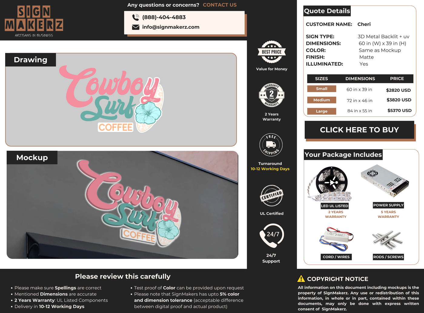 Business signage for Cheri