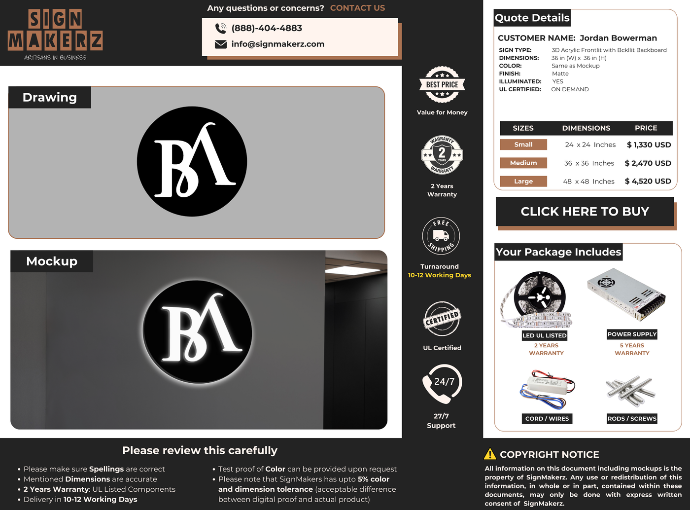 Custom Signs for Jordan Bowerman