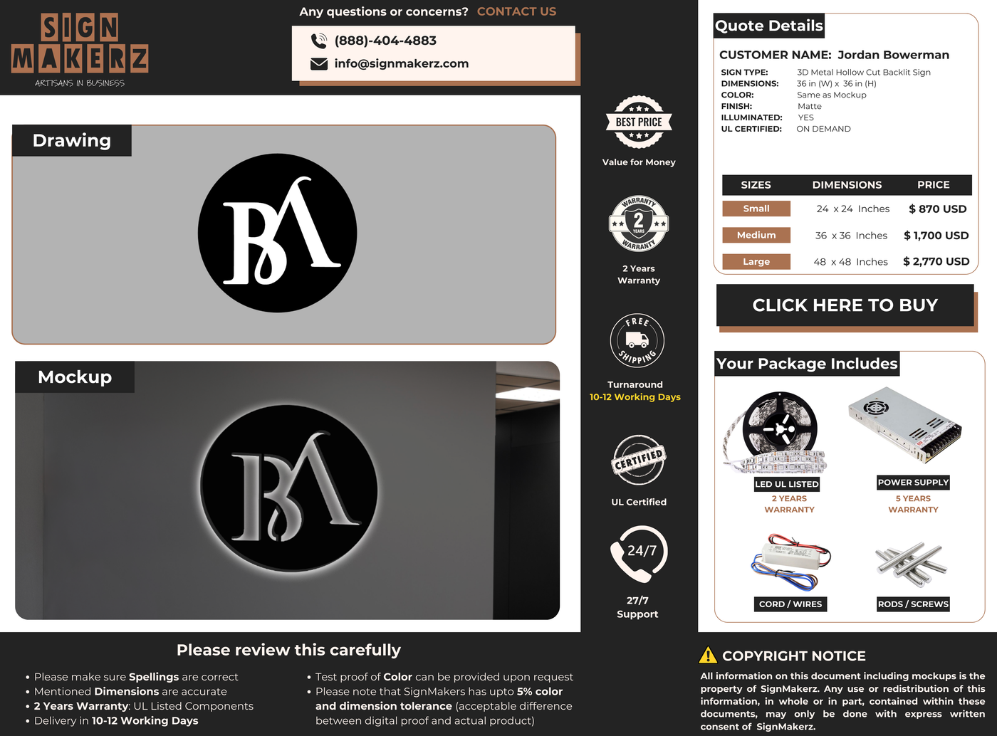 Custom Signs for Jordan Bowerman