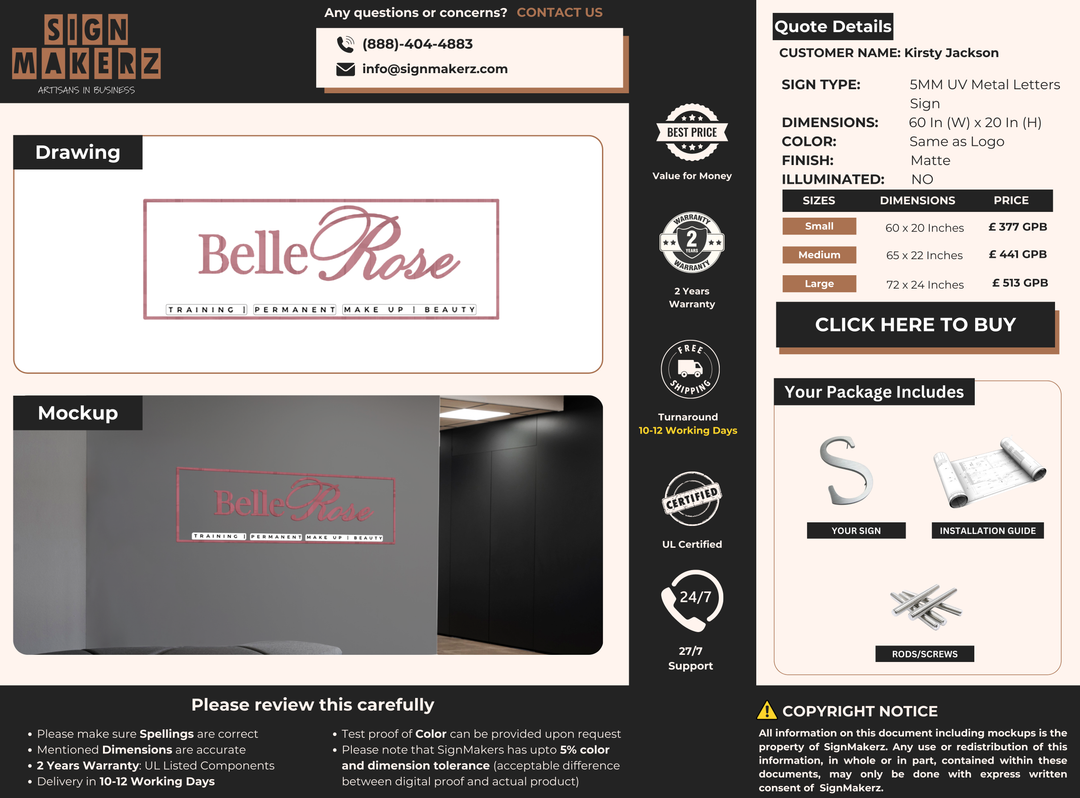 Custom Signs For Kirsty Jackson