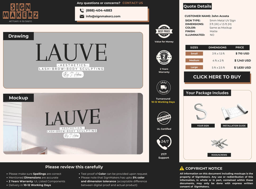 5mm Metal Sign for John Acosta