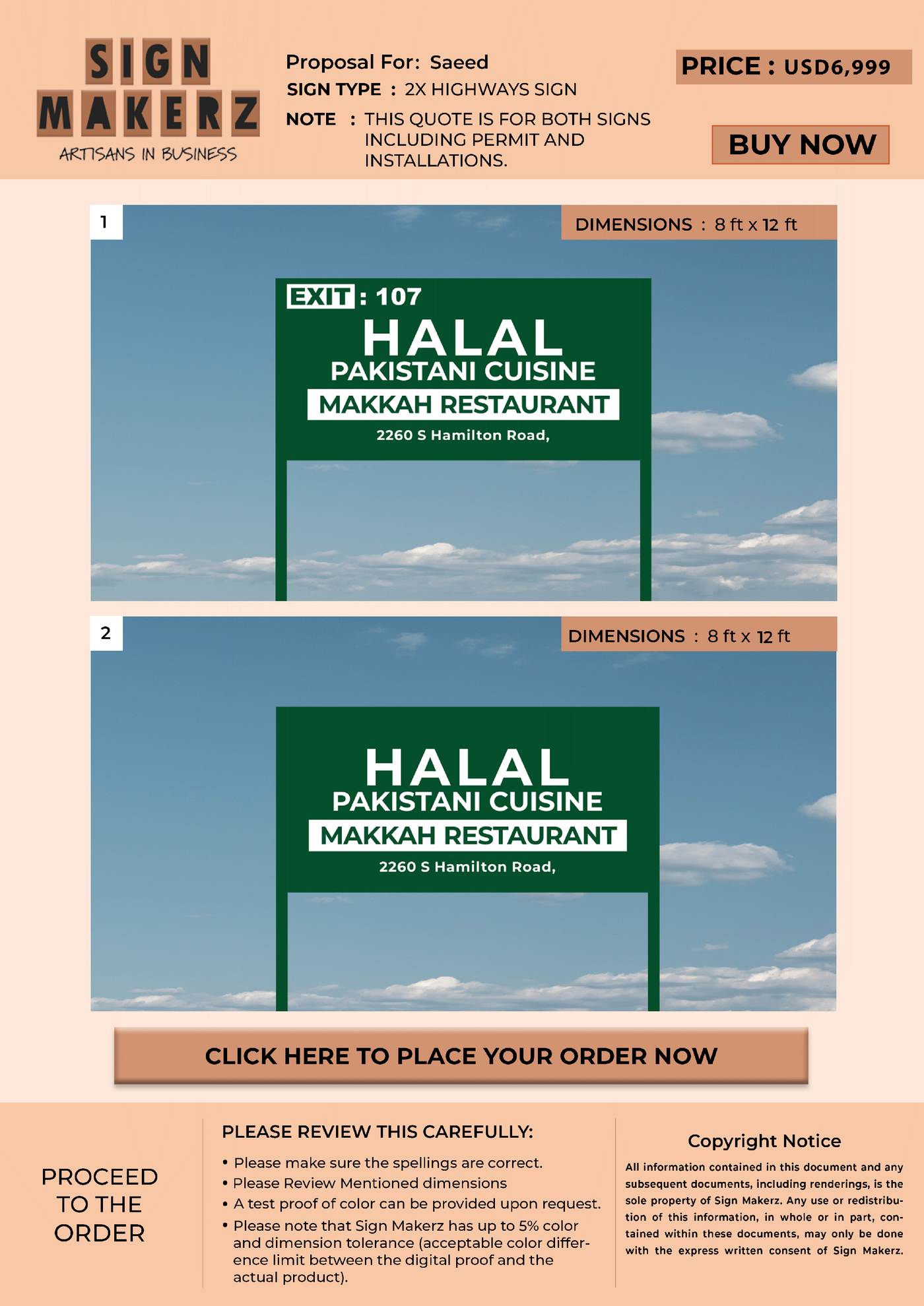 2x highways sign for Saeed