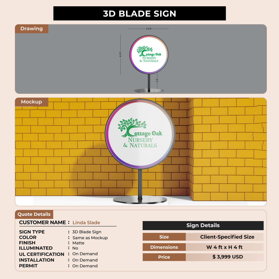 3D Blade Sign for Linda Slade