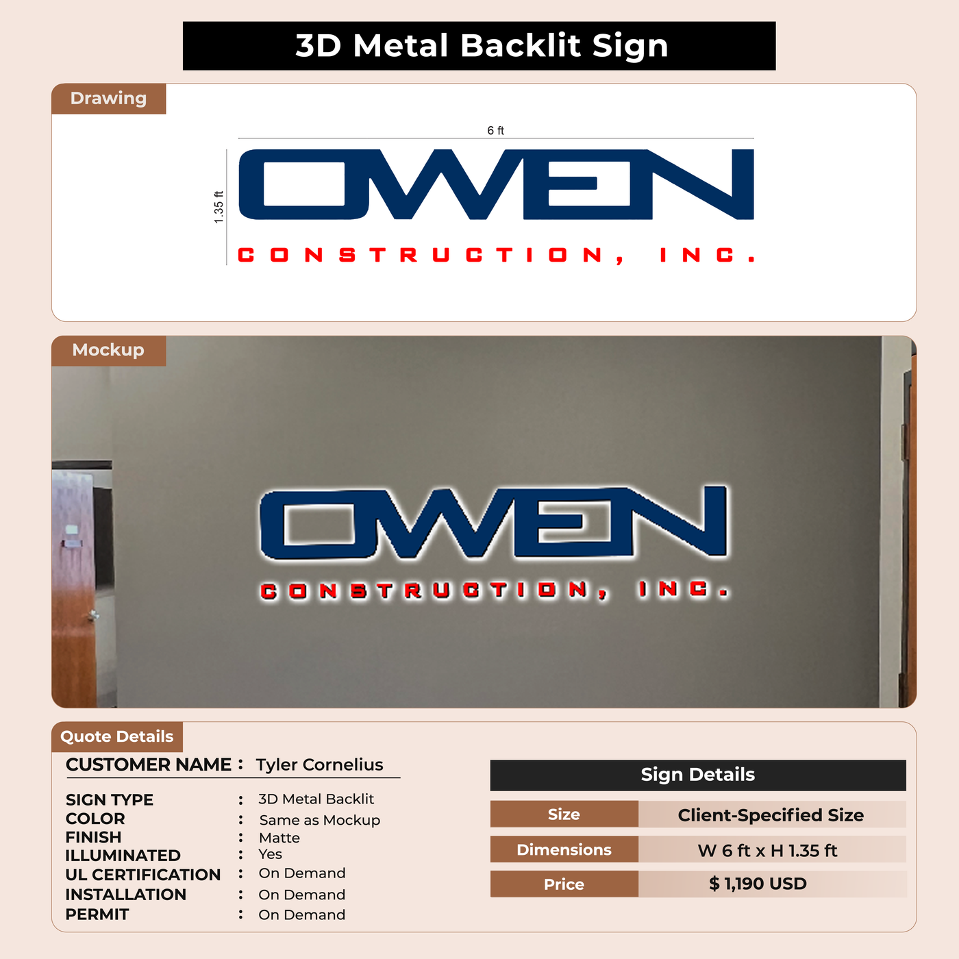 Custom Signs for Tyler Cornelius