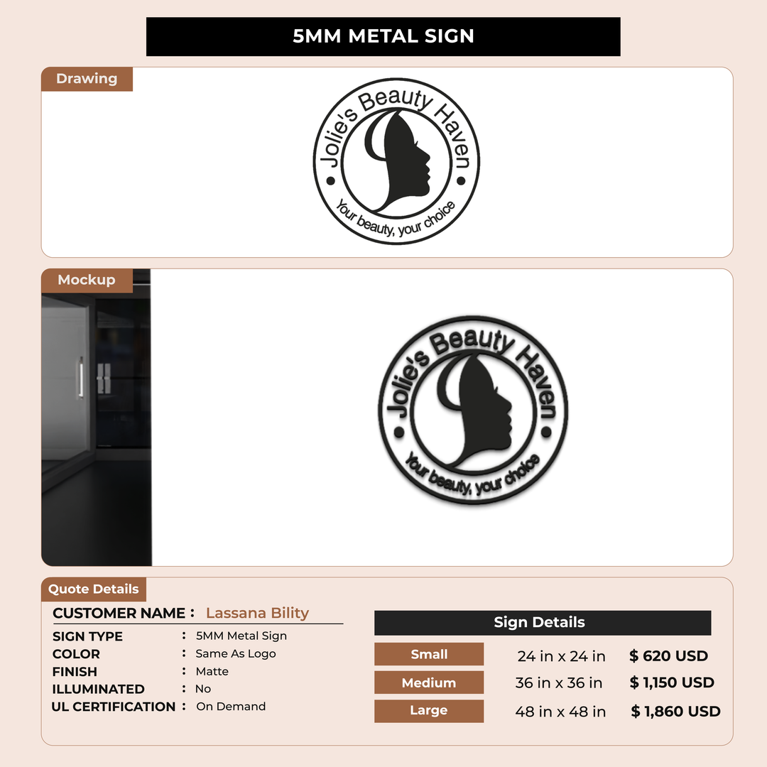 Business signage for Lassana Bility