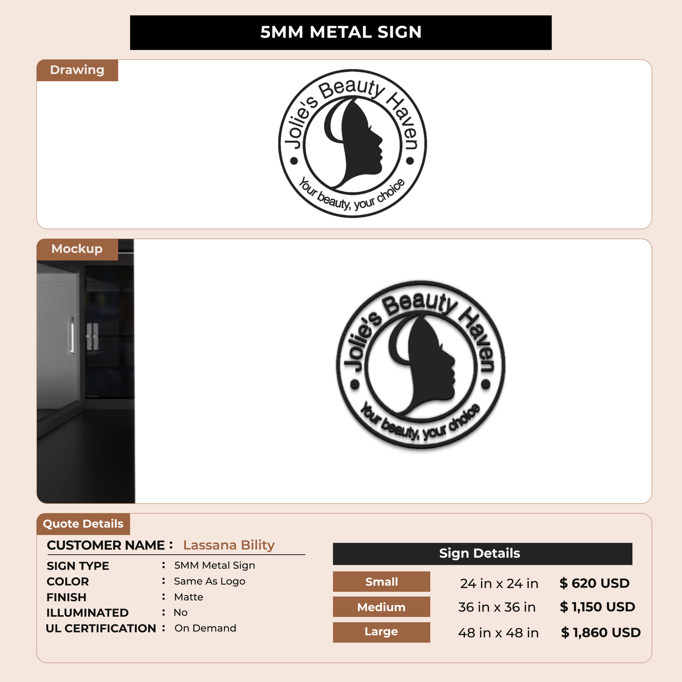 Business signage for Lassana Bility