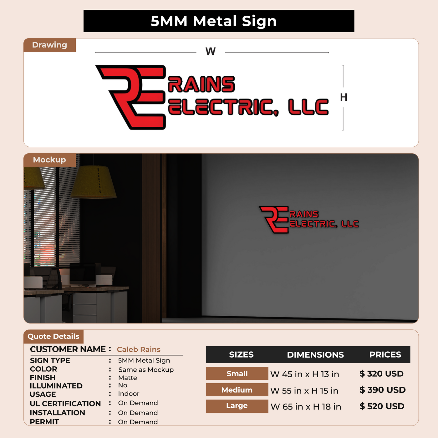 Custom Signs for Caleb Rains