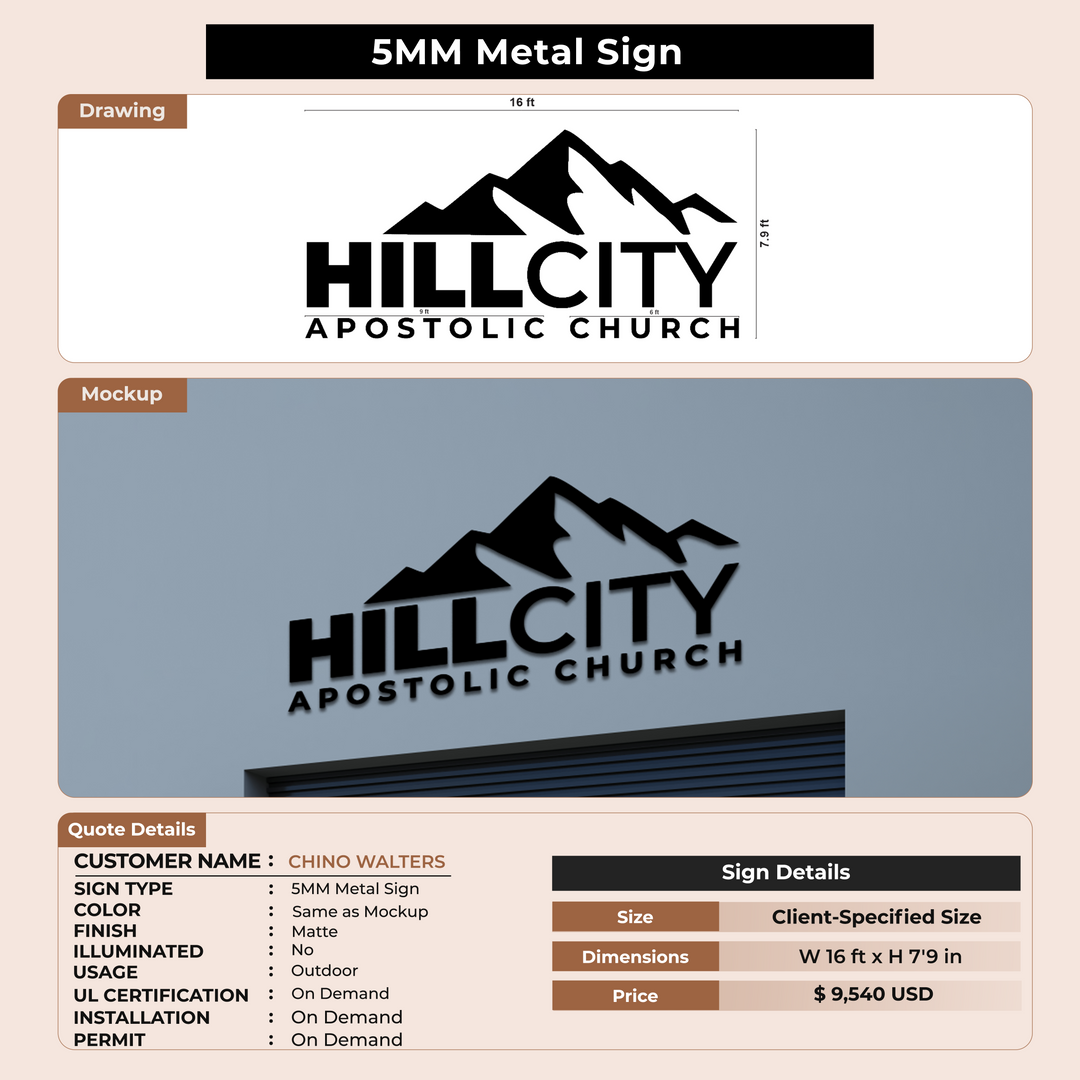 Custom Signs for CHINO WALTERS