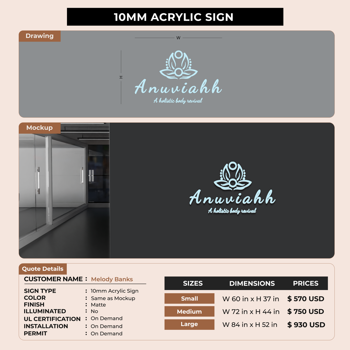10mm Acrylic Sign for Melody Banks