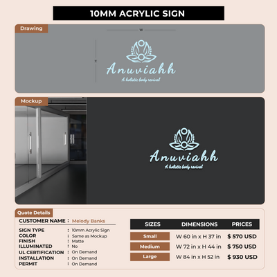 10mm Acrylic Sign for Melody Banks