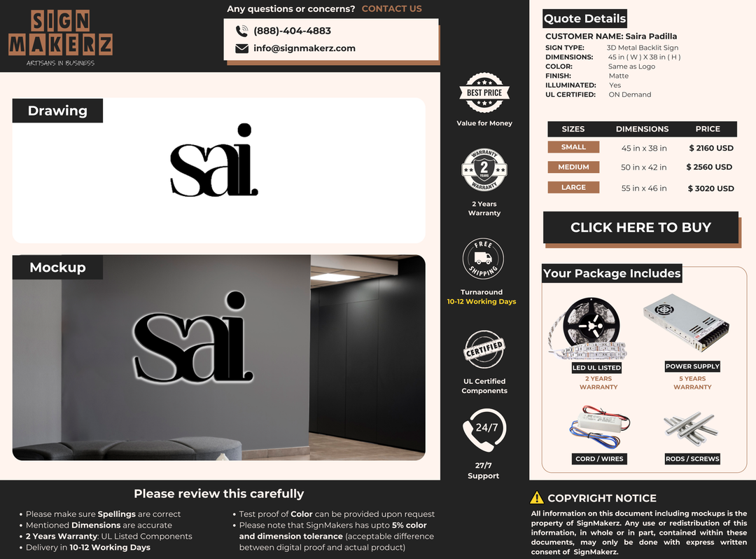 Custom Signs for Saira Padilla