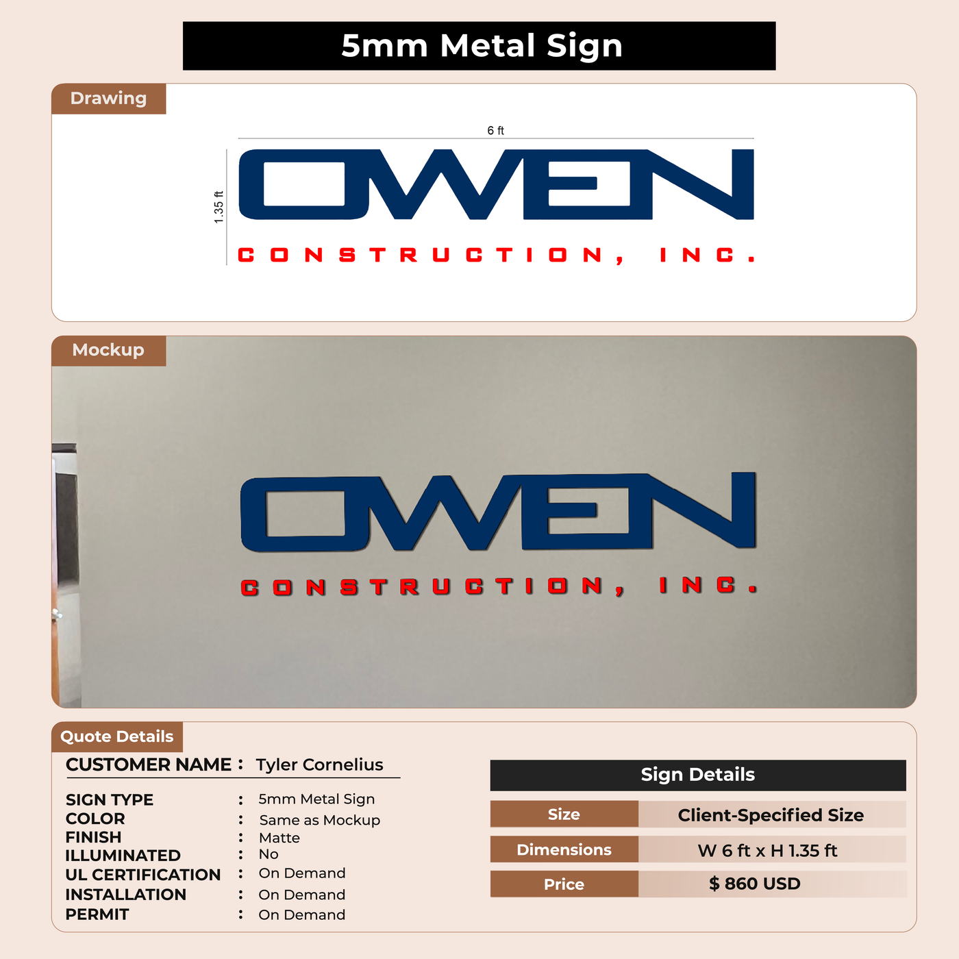Custom Signs for Tyler Cornelius