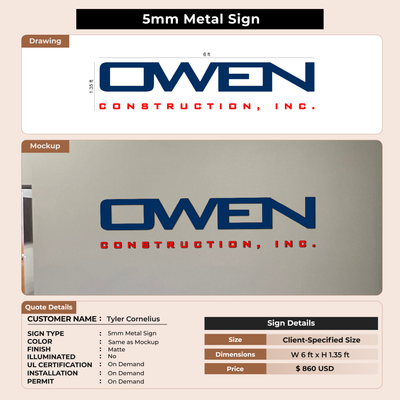 Custom Signs for Tyler Cornelius
