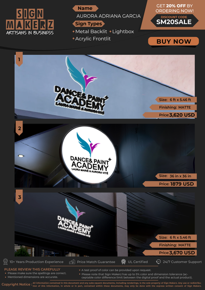 Business Signs  For AURORA ADRIANA GARCIA