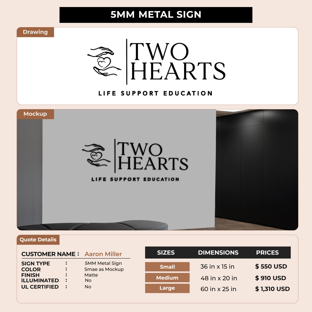 5mm metal sign for Aaron Miller