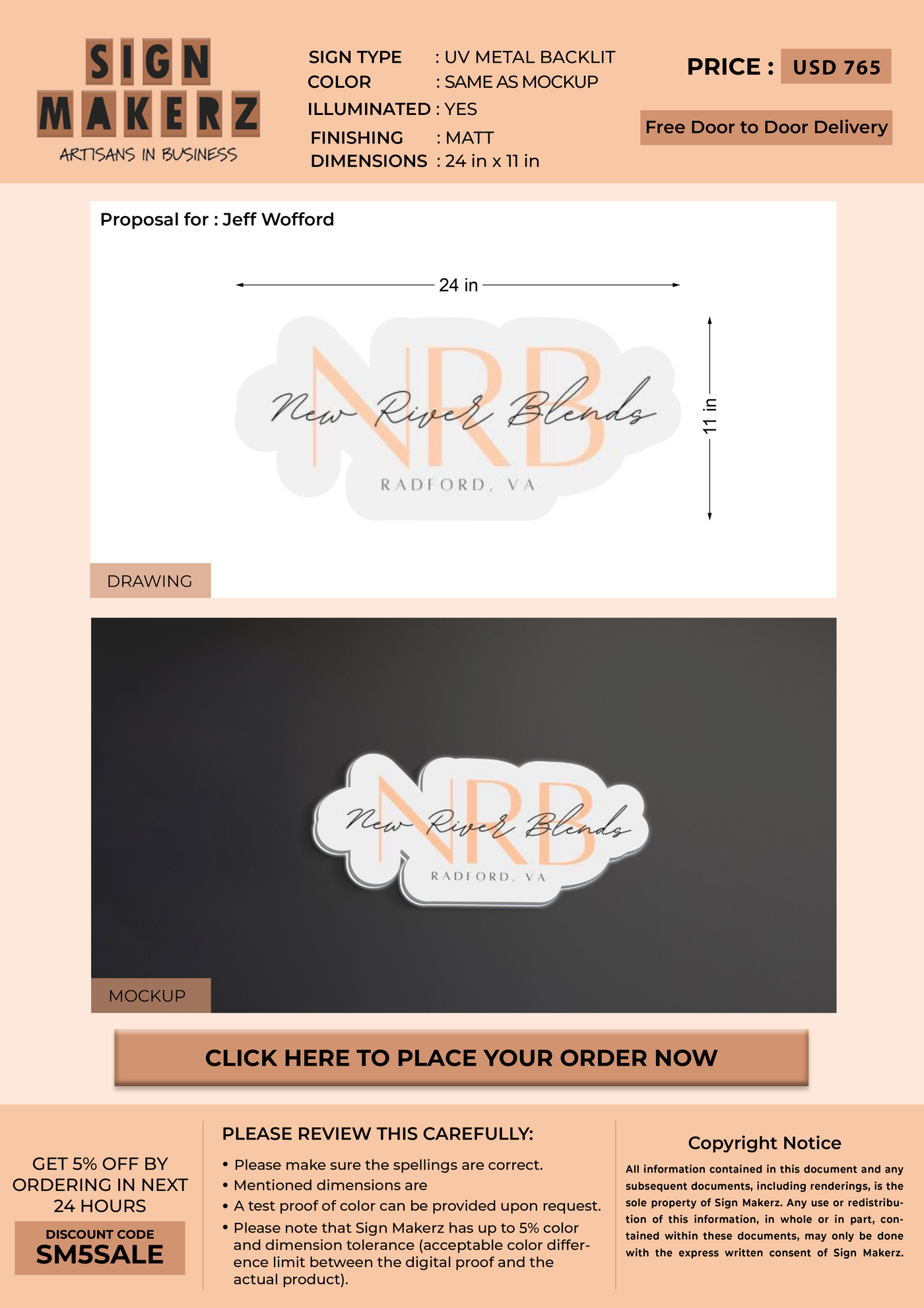 Business signage for Jeff Wofford