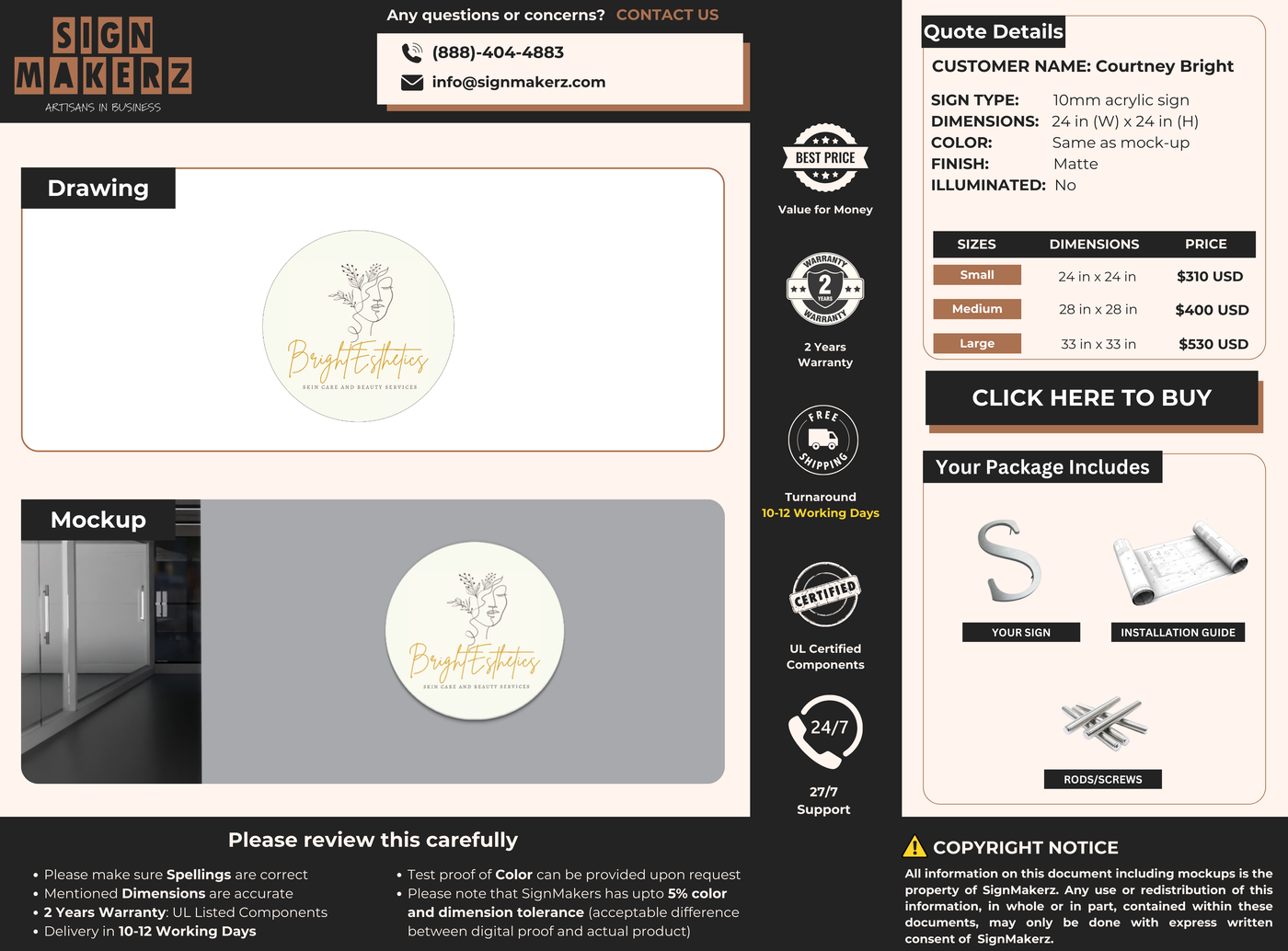 Business signage for Courtney Bright