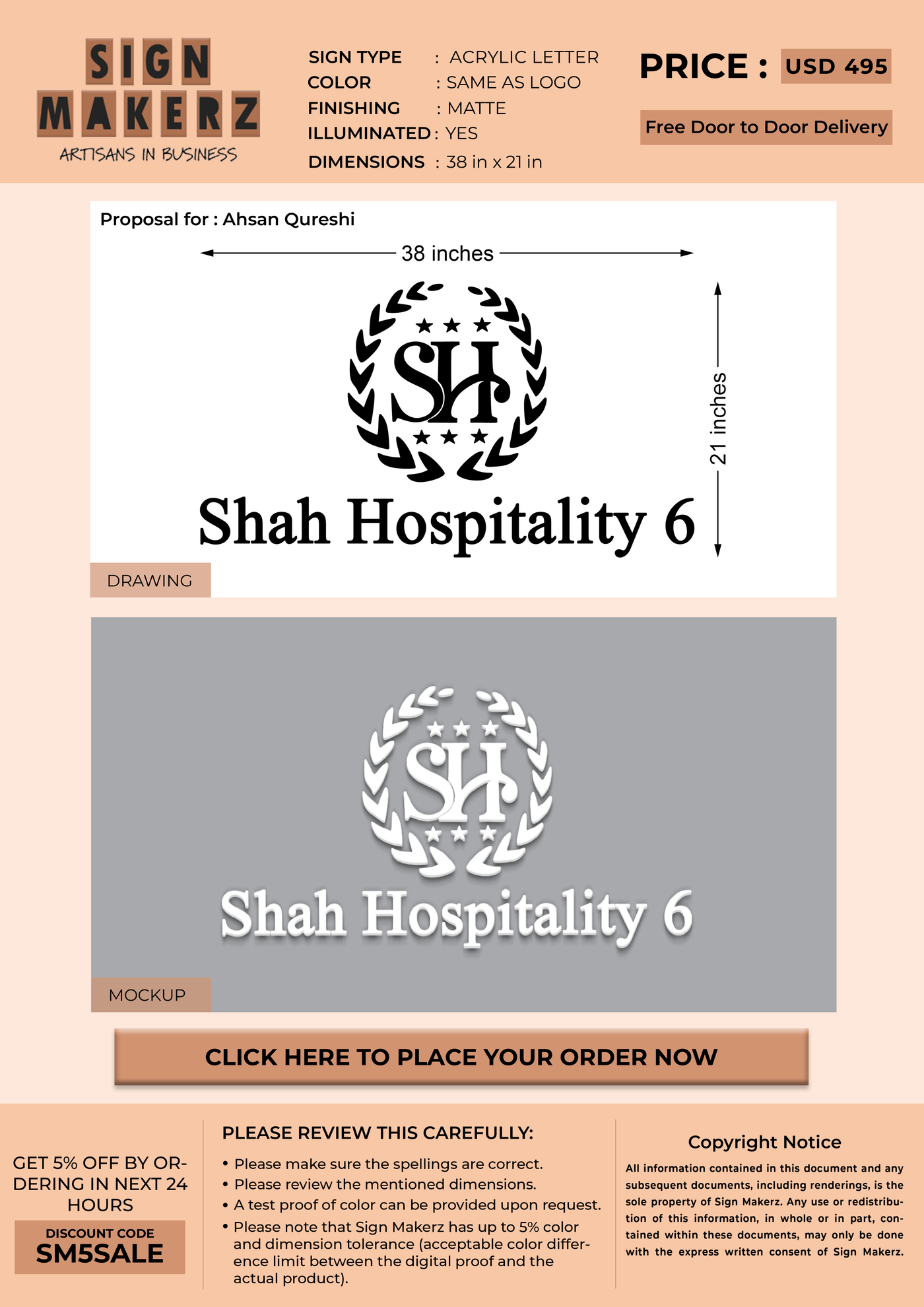 Acrylic Letter Sign for Ahsan Qureshi