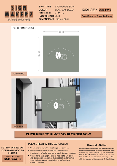 Business signage for Aimee
