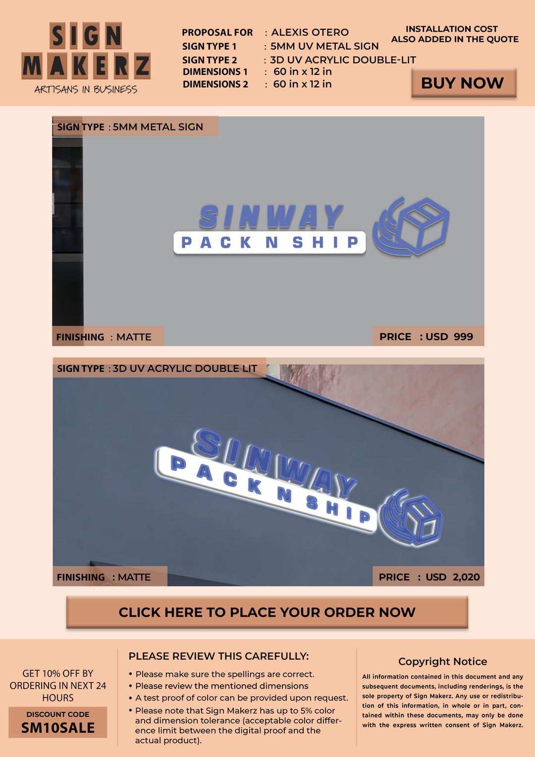 Custom Signs For Alexis Otero