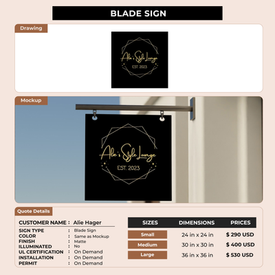 Business signage for Alie Hager