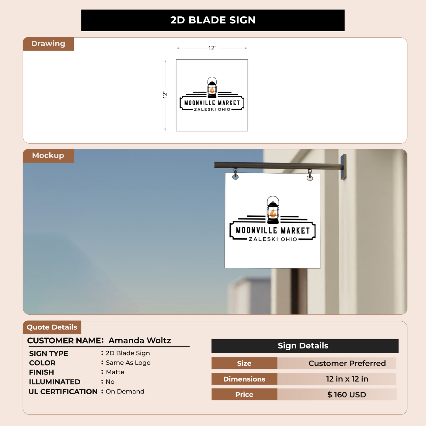 2D Blade Sign For Amanda Woltz