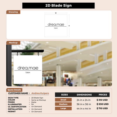 2d blade sign for Andrea Kuipers
