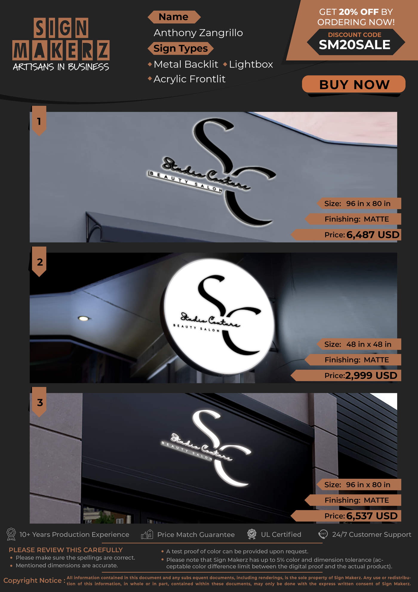 Business Signs for Anthony Zangrillo