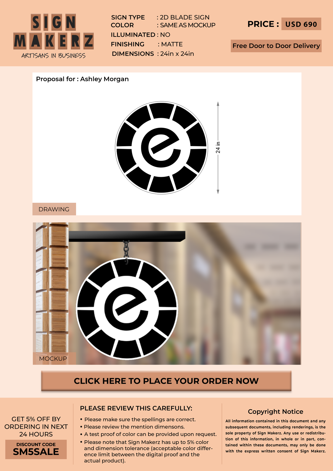 Business signage for Ashley Morgan