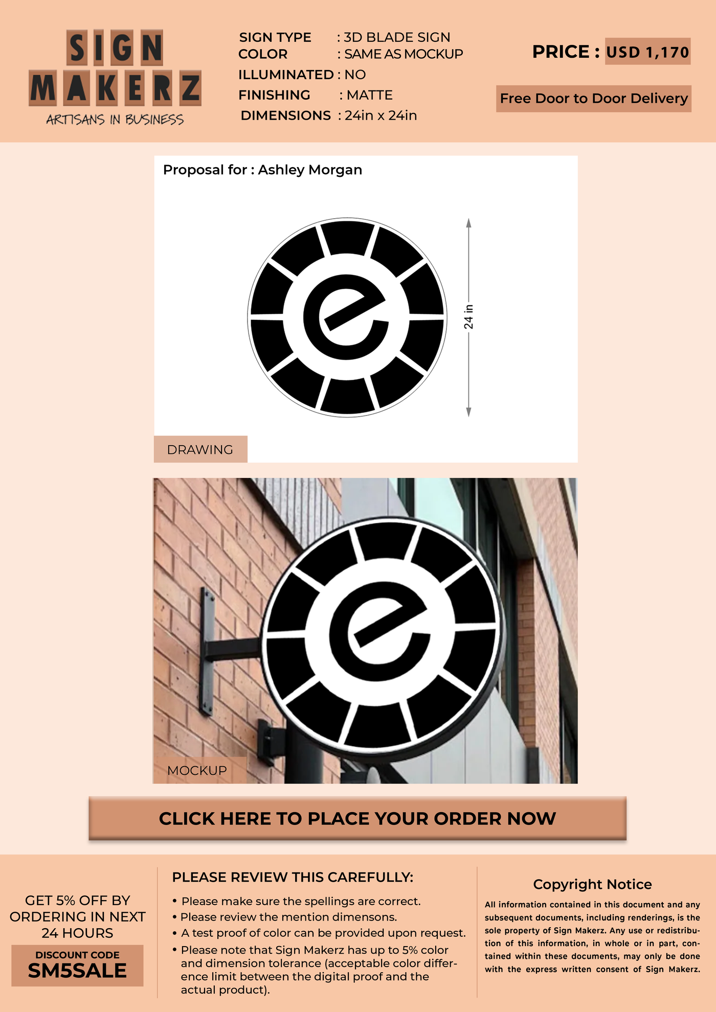 Business signage for Ashley Morgan