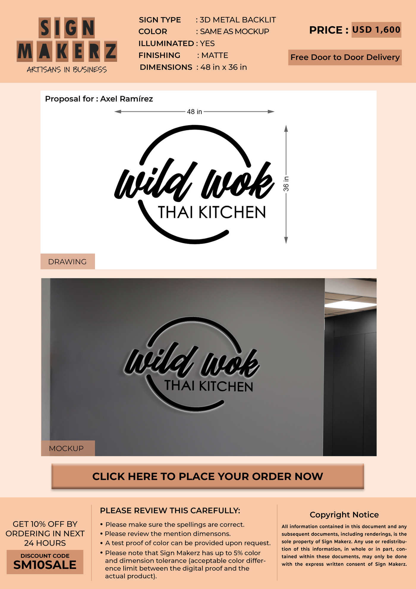 Business signage for Axel Ramírez