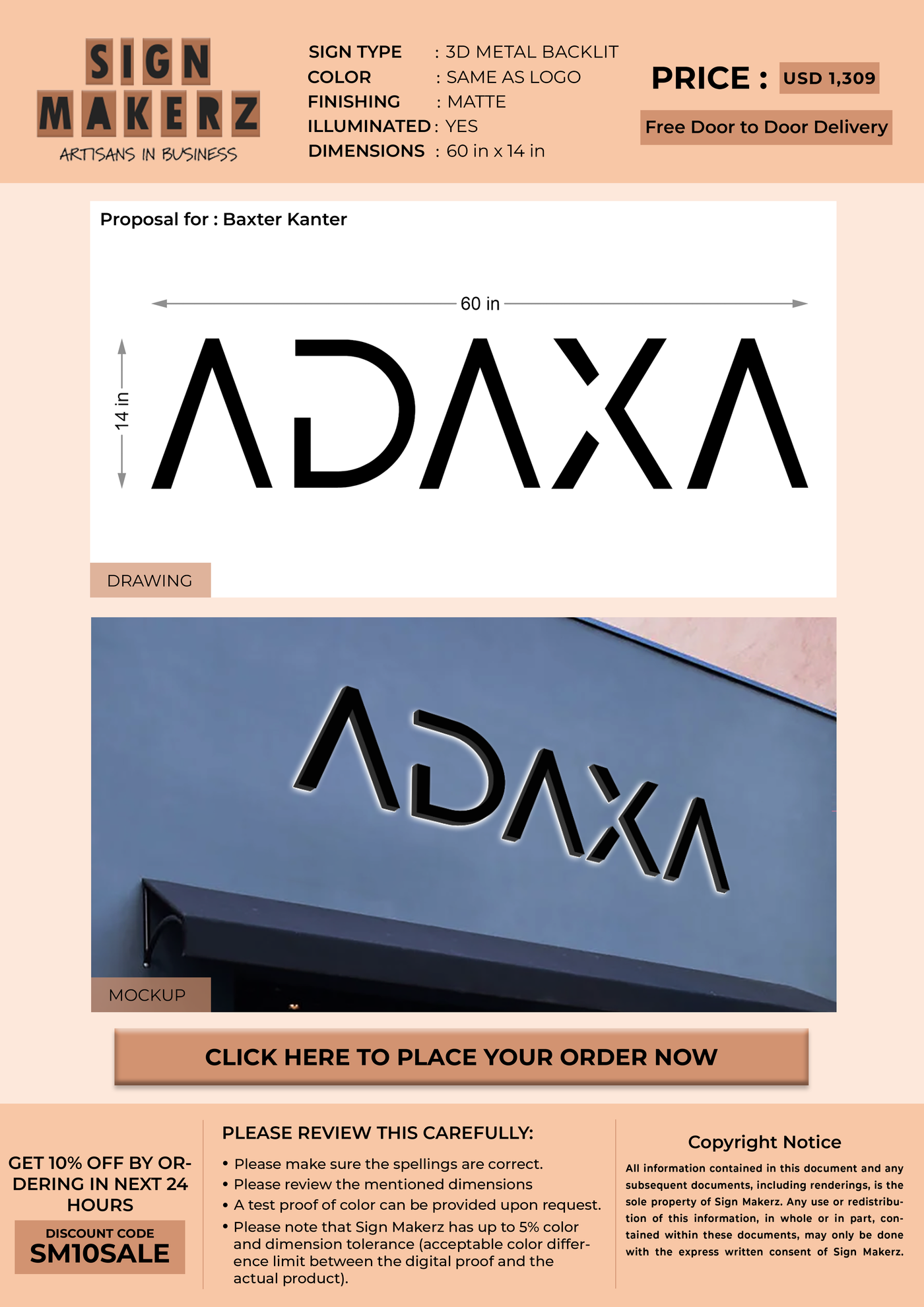 Business Signage for Baxter Kanter