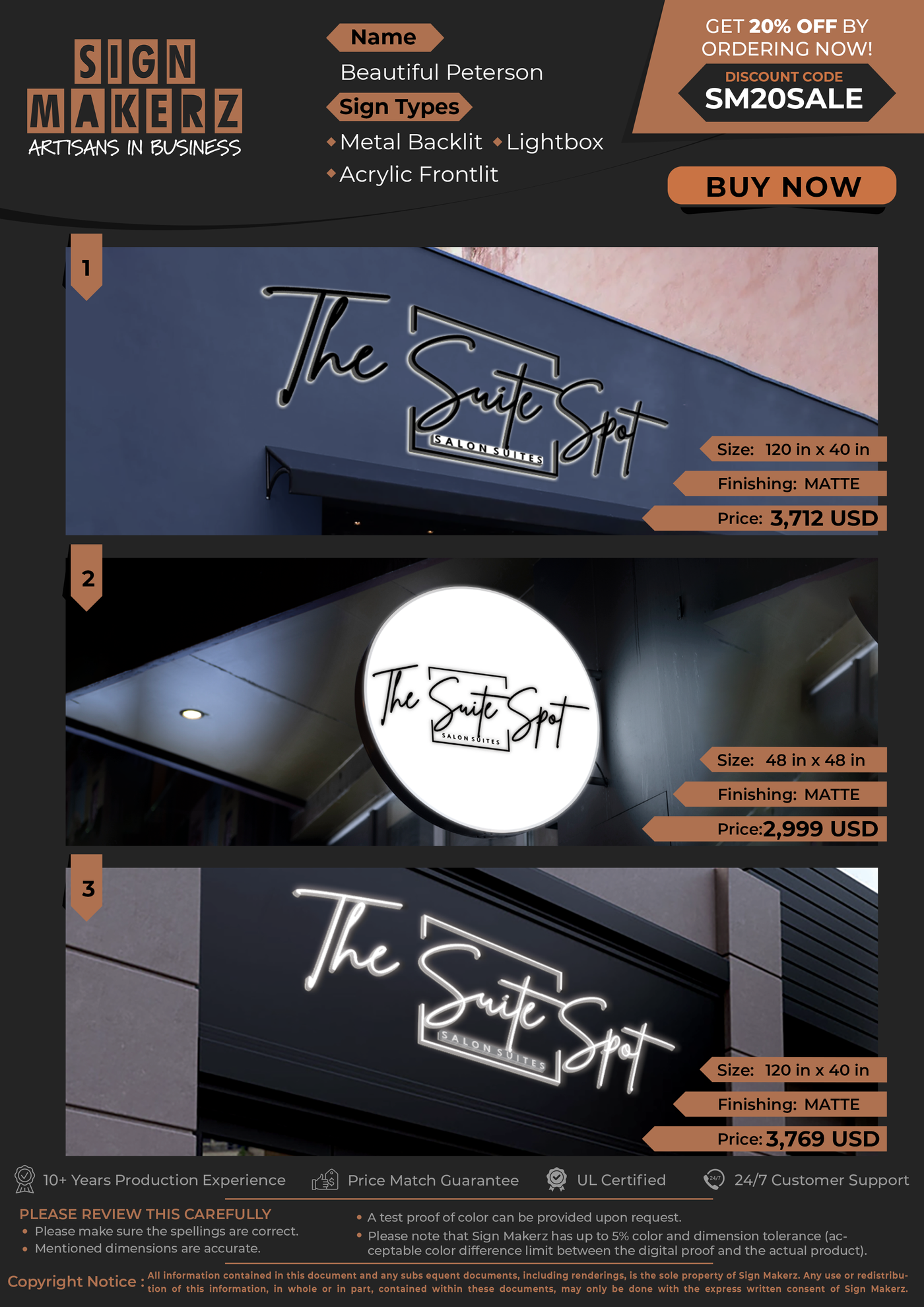 Business Signs for Beautiful Peterson