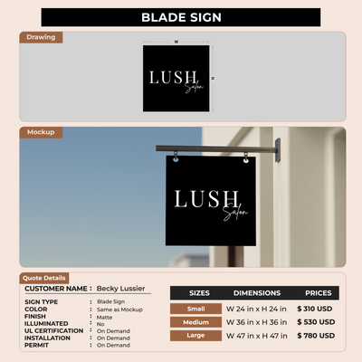 2D Blade Sign for Becky Lussier
