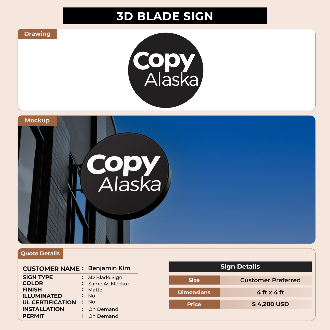Business signage for Benjamin Kim