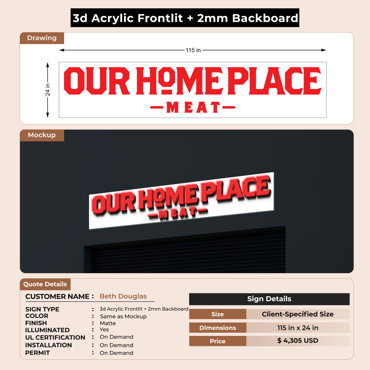 Business signage for Beth Douglas