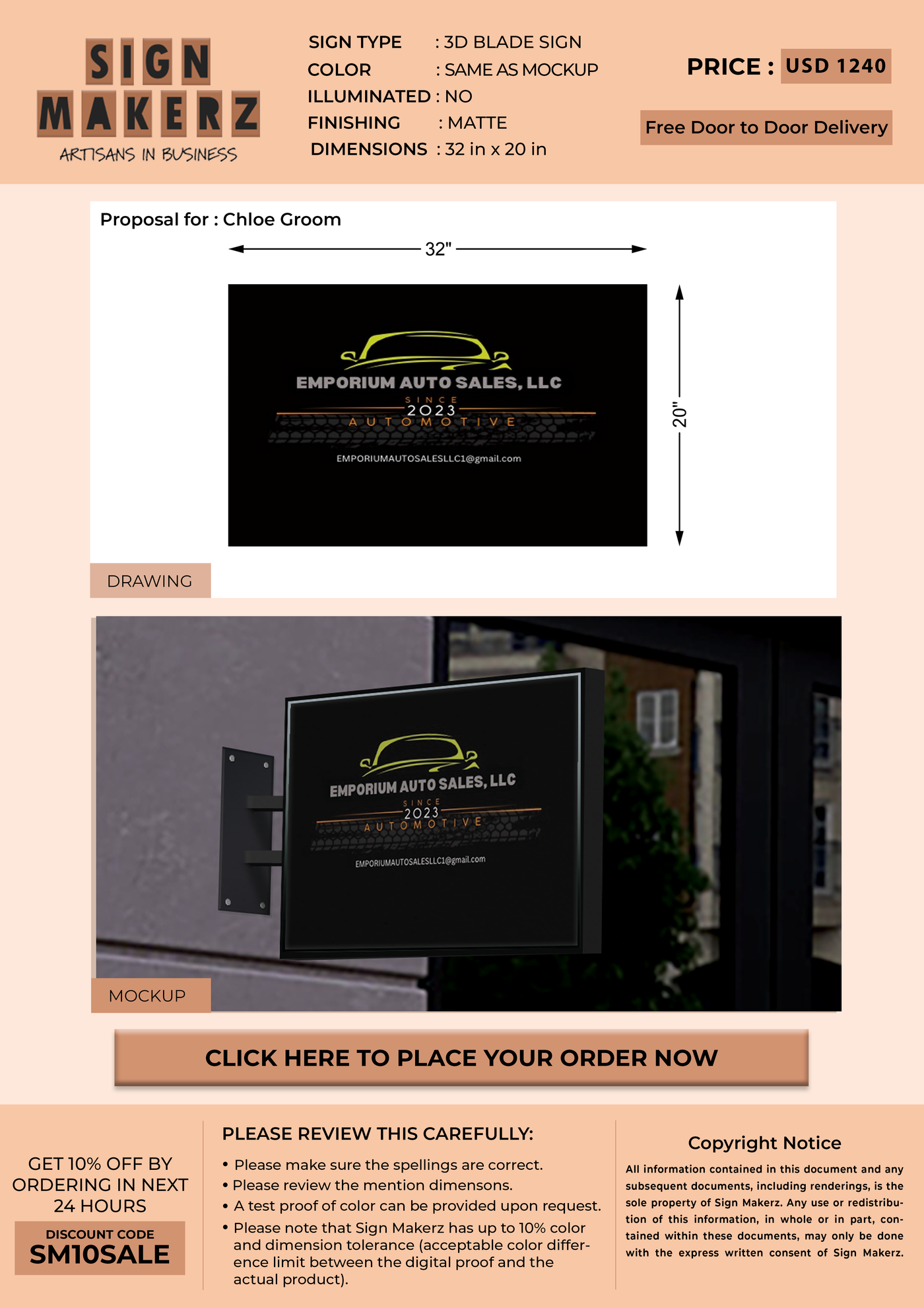 3D Blade Sign For Andreina