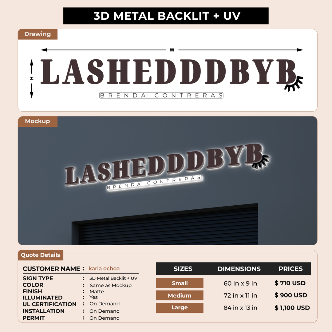 3d metal backlit for Brenda  Contreras