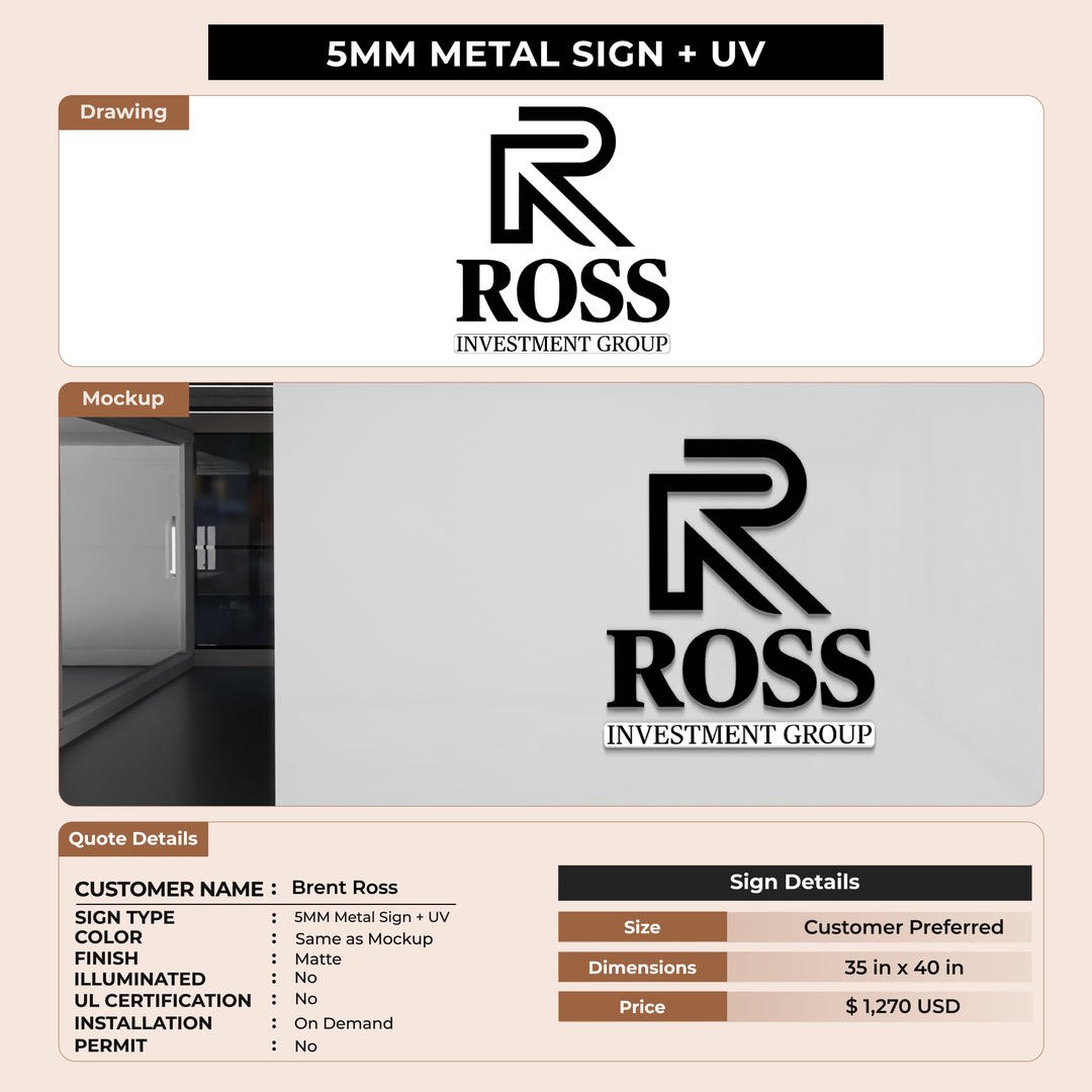 Business Singage for Brent Ross