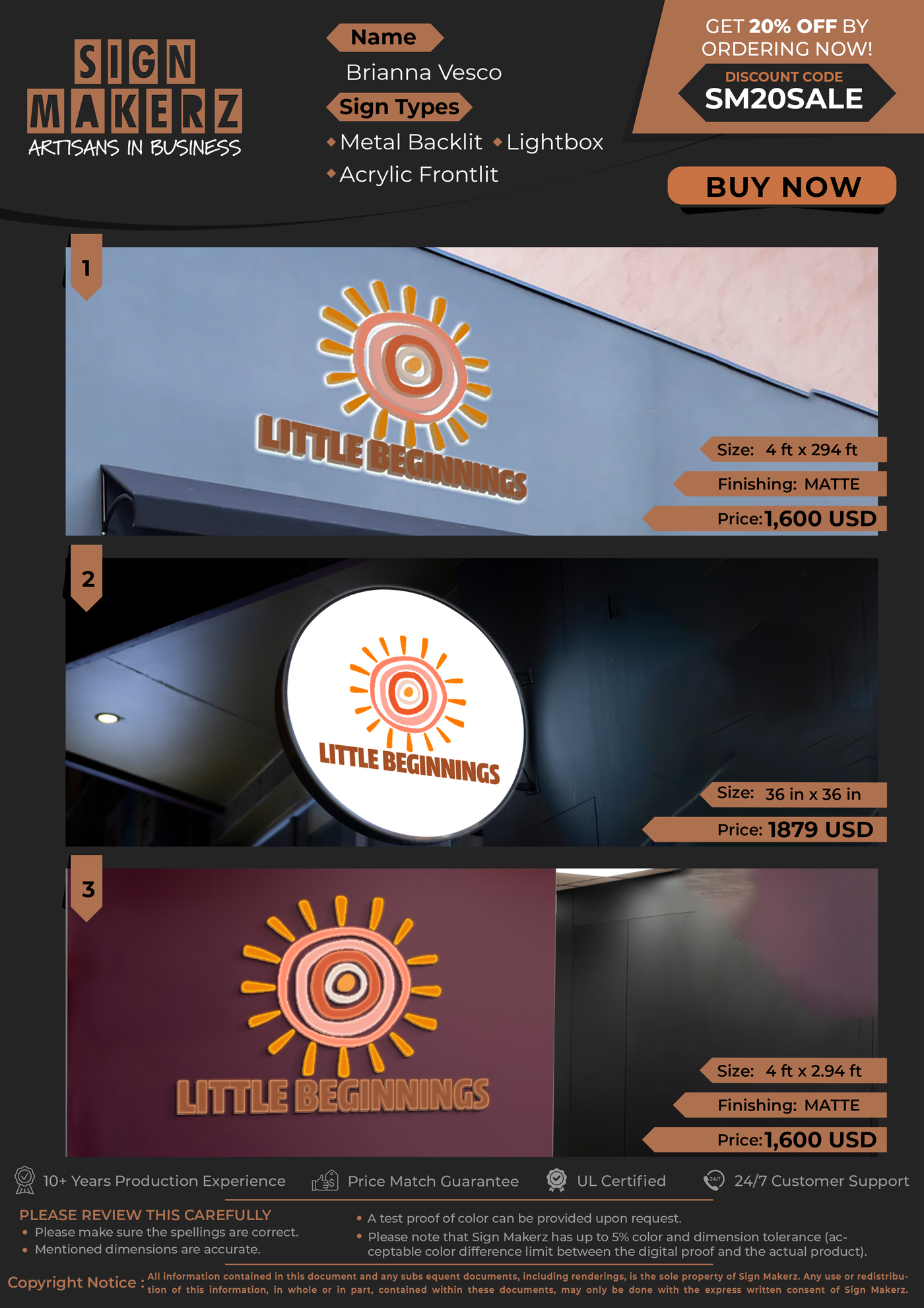 Business Signs For Brianna Vesco