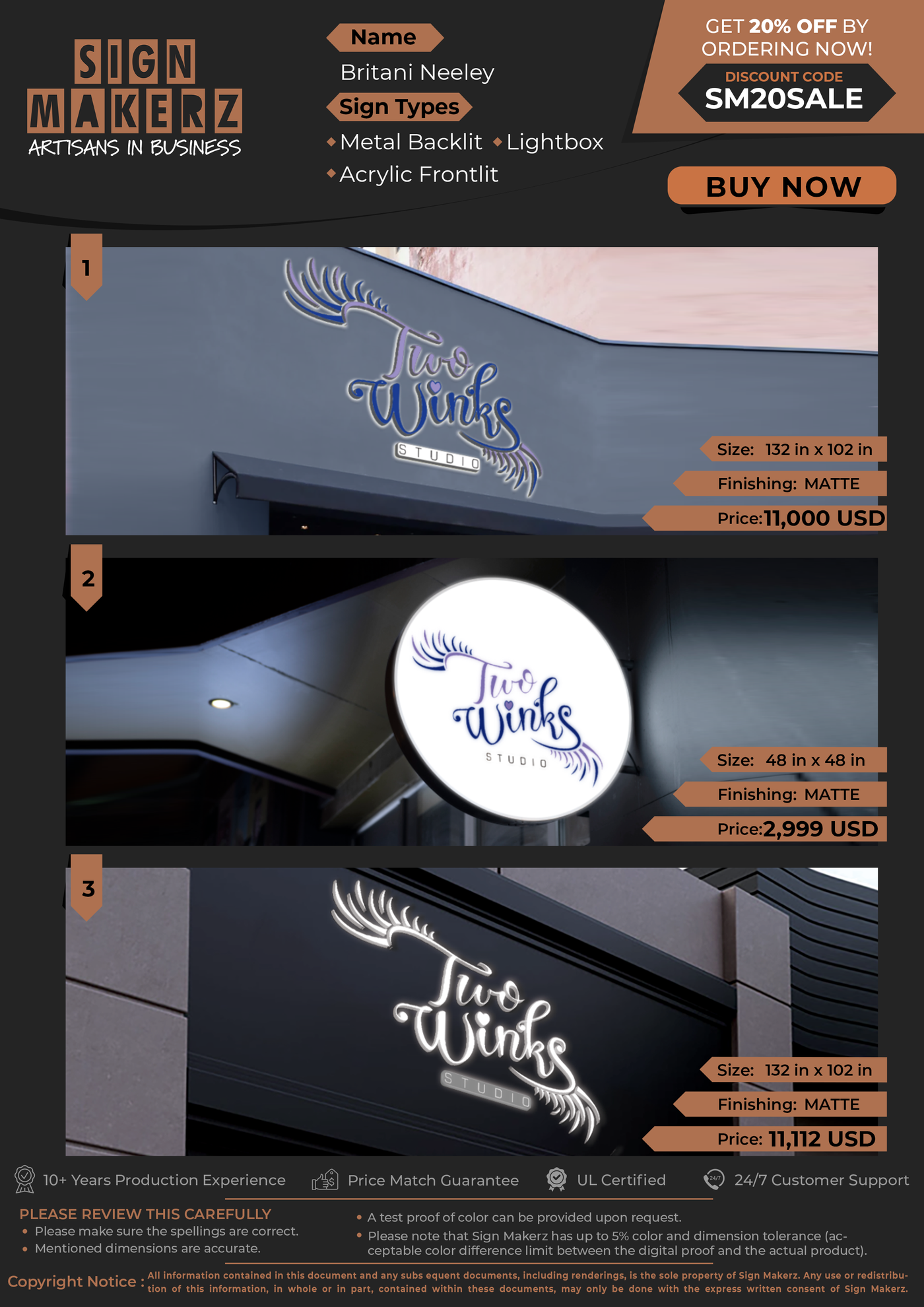 Business Signs for Britani Neeley
