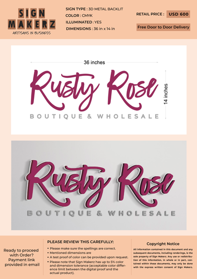 3D Metal Backlit Sign for Brittany Gillman