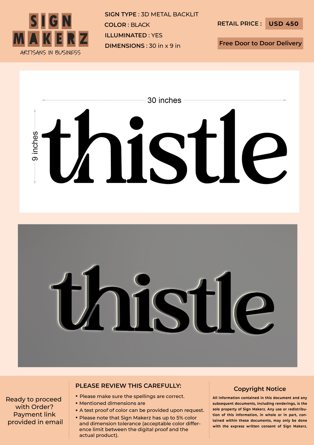 3D Metal Sign for Carolyn Morse