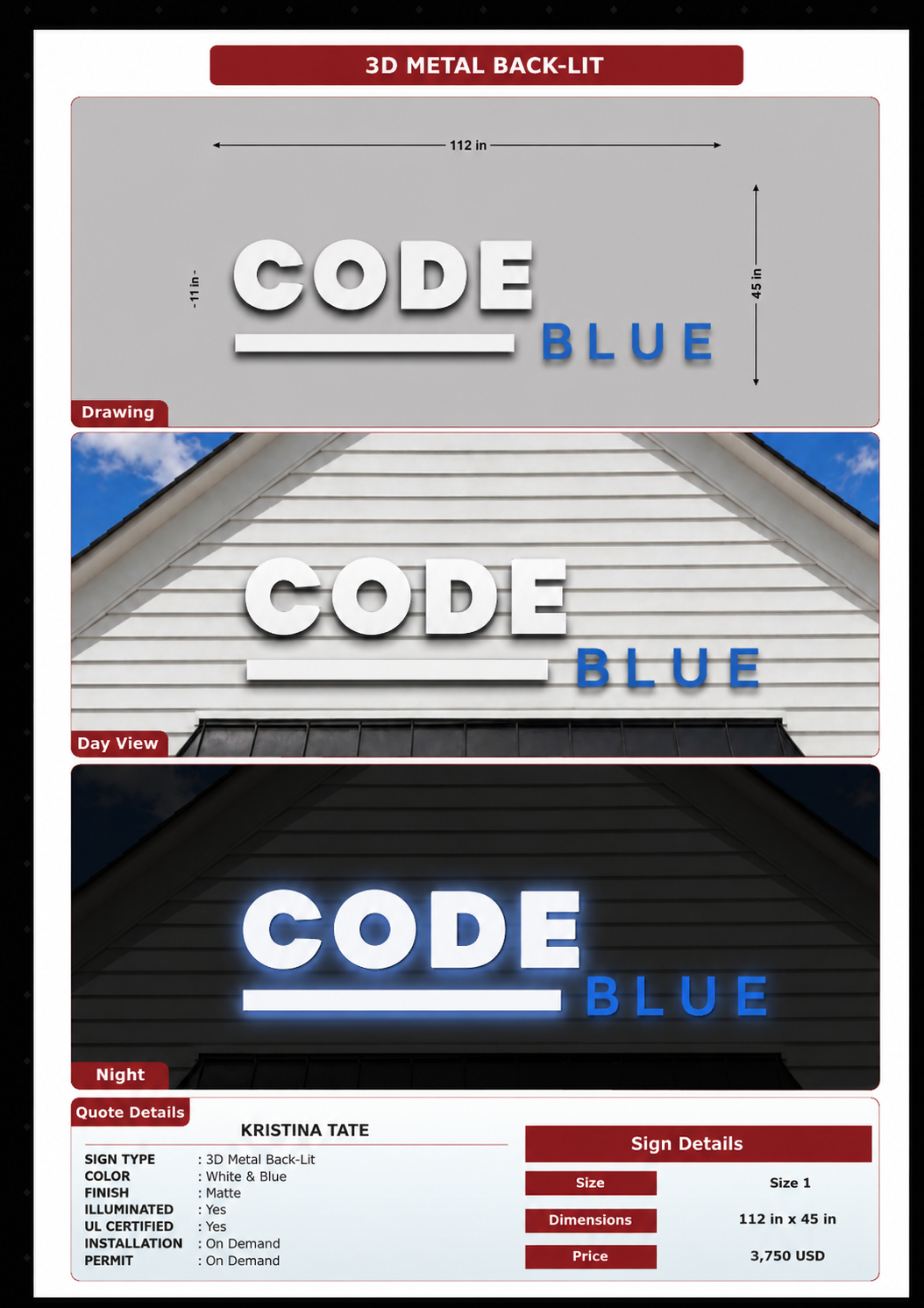 CUSTOM MOCKUP SIGN FOR Codeblue Testing Product