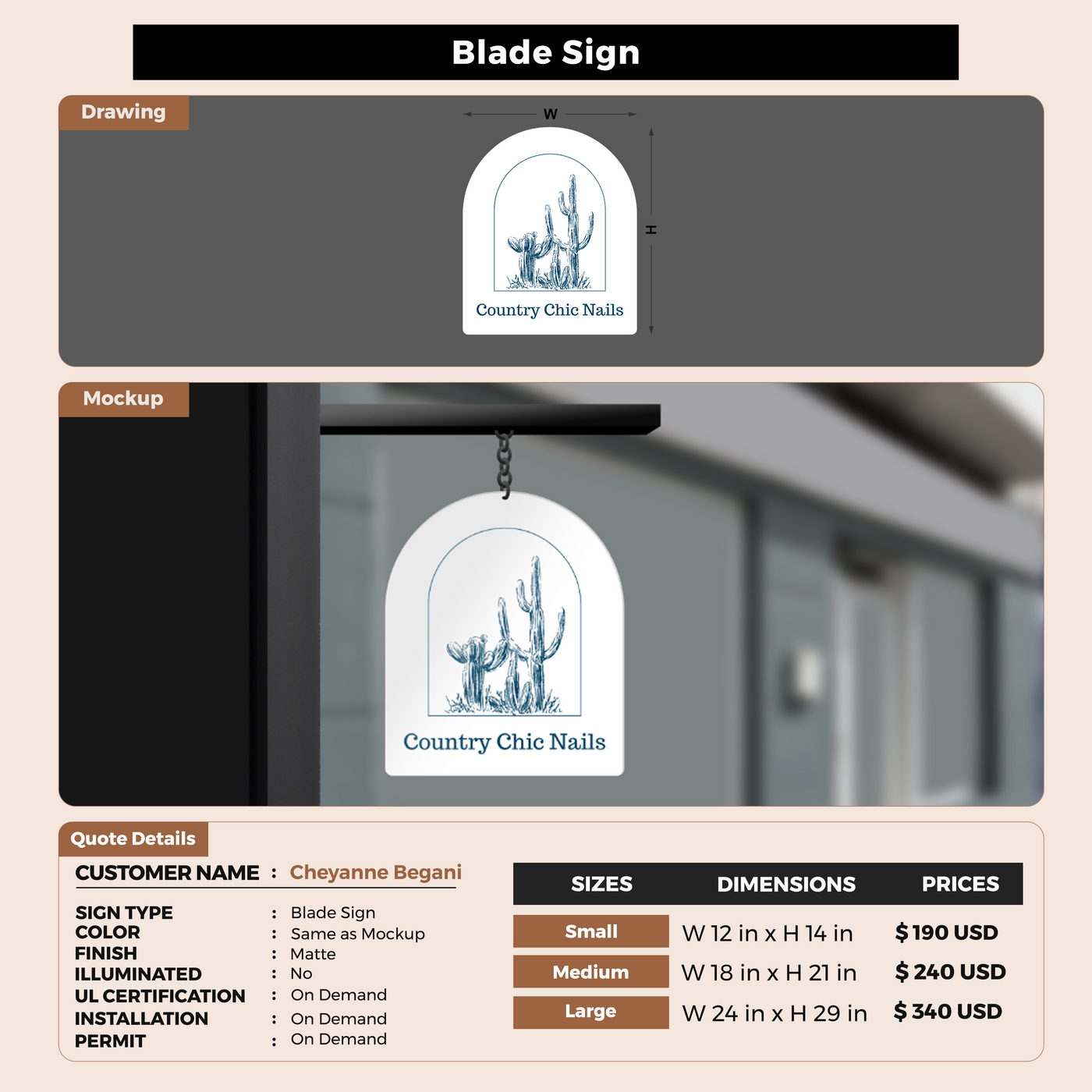 Custom Signs For Cheyanne Begani