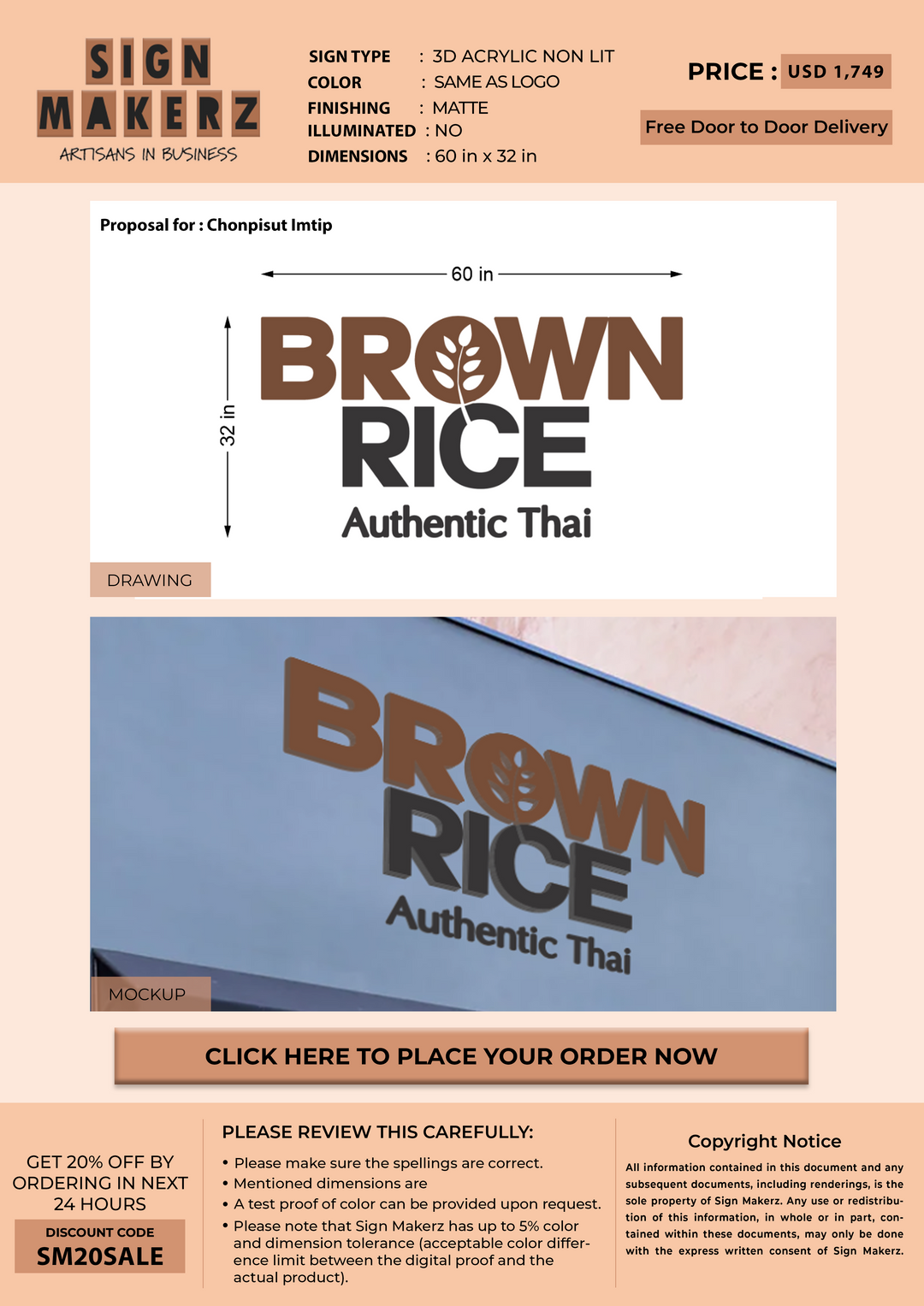 3d acrylic non-lit sign for Chonpisut Imtip