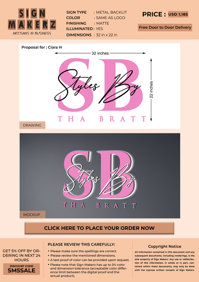 Business signage for Ciara H