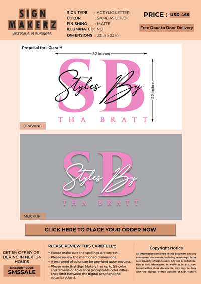 Business signage for Ciara H
