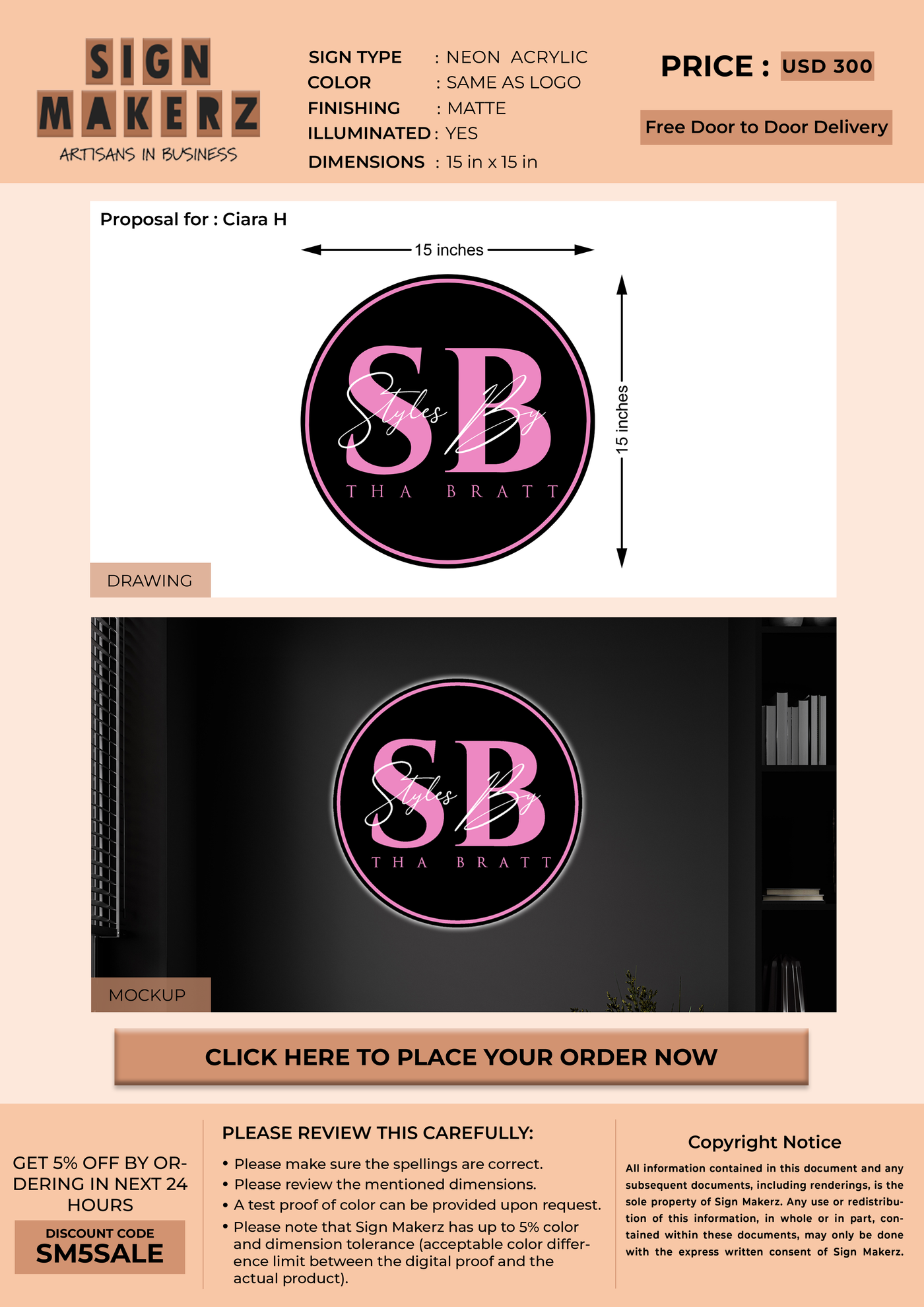 Business signage for Ciara H